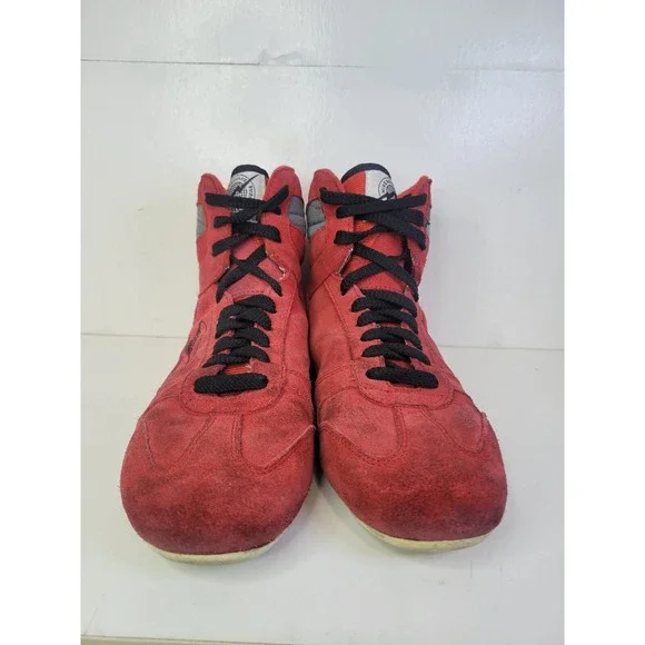 Mike DeAnna Wrestling Shoes Vintage Red Men's Size 7.5 Iowa Lightning Bolt‎ Rare